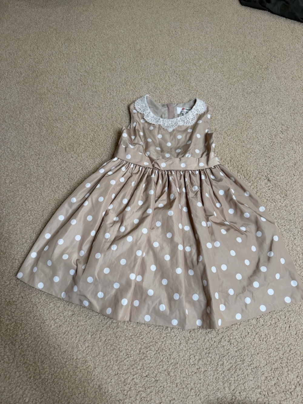 Jason Wu Cream Polka Dot Dress with Lace Collar